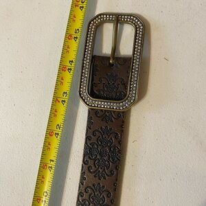 Brown Embossed Belt with Gold Buckle